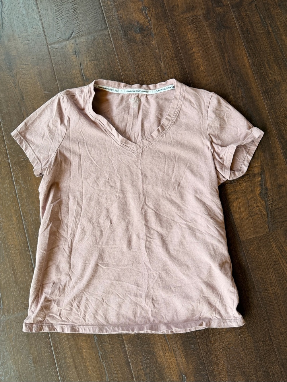 Calvin Klein Performance Dusty Rose Blush V-Neck Short Sleeve Tee